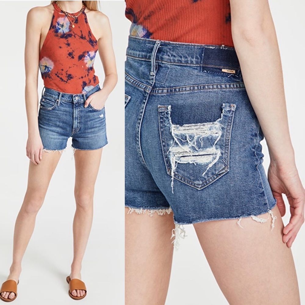 Mother Superior The Dutchie Distressed Shorts in Cowboys Don’t Cry 24